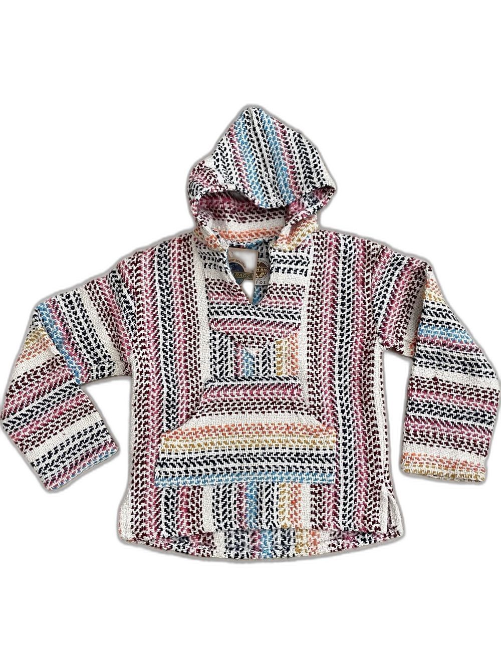 Earth Ragz Baja Joe hoodie, pastel bubblegum striped pattern, kangaroo pocket.